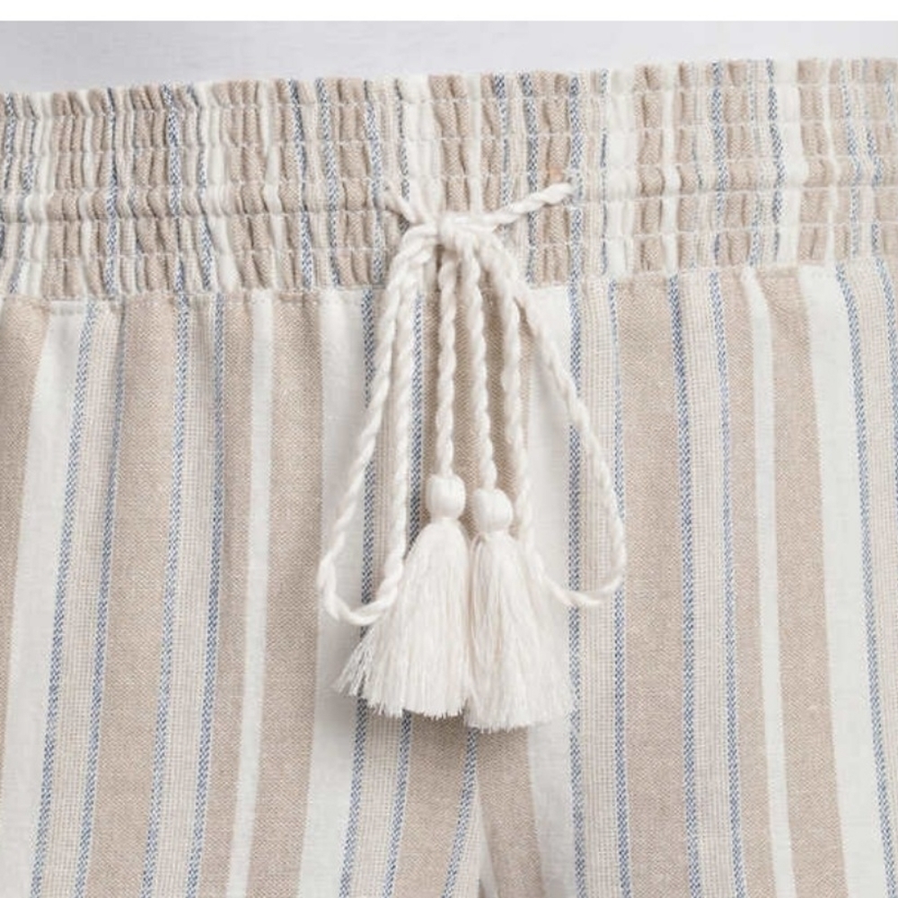 🛑 2 / $40 Sale! BRIGGS Linen Blend Beige & White Striped S… - Picture 3 of 14
